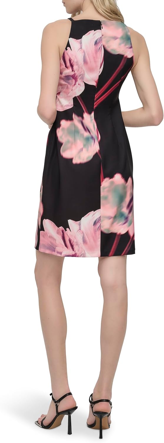 DKNY Womens Sleeveless Square Neck Mini Dress with Metal Hardware on Straps - Image 4