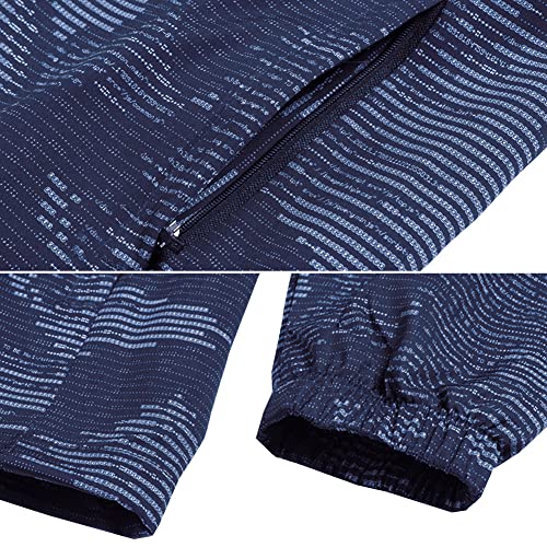 Longbida Men's Lightweight Hooded Windbreaker Windproof Hoodie Jacket Sweatshirt(Blue,L) #TOP4