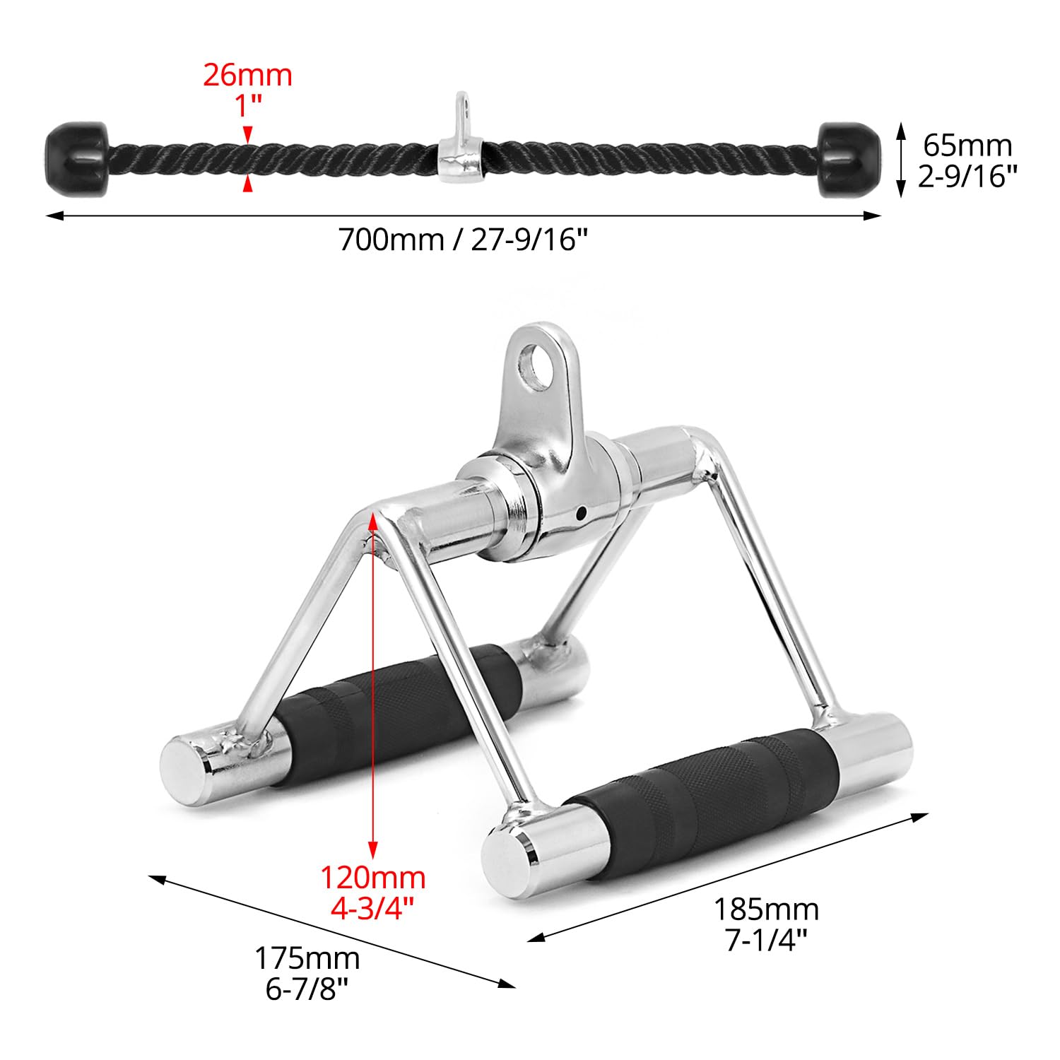 QWORK® Kit de Poignées pour Tirage Vertical - pour Machine de Câble de Gymnase