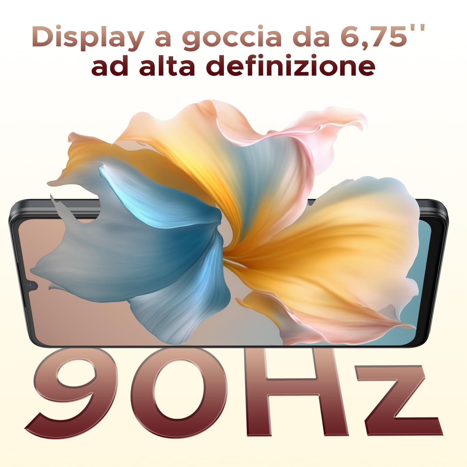 Note 58 Smartphone Android 15, 32(8+24) GB+128GB/2TB TF Cellulare, 6.75" HD+ 90Hz Schermo,6250mAh, 16MP+8MP Telefono Cellulare, 4G Dual SIM/Octa Core/Widevine L1/NFC/OTG/Face ID/GPS, Nero