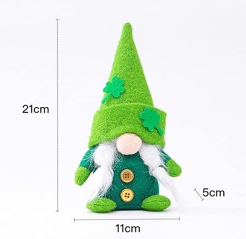 Miniatura 5 de Gnomos de felpa del día de San Patricio juego de 2 decoraciones del día de San Patricio regalos de gnomos hechos a mano adornos de gnomo irlandés