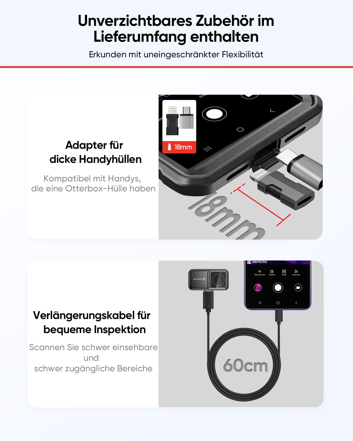 HIKMICRO Minie Wärmebildkamera - iOS/Android, 192×192 SuperIR Bildverbesserung, 25Hz, für Smartphone/Tablet, USB-C/Lightning(unterstützt iPhone 15/16/17)