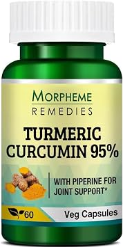 Morpheme Remedies Turmeric Curcumin 95% Curcuminoids with Piperine for Faster Absorption - 500mg Extract - 60 Veg Caps