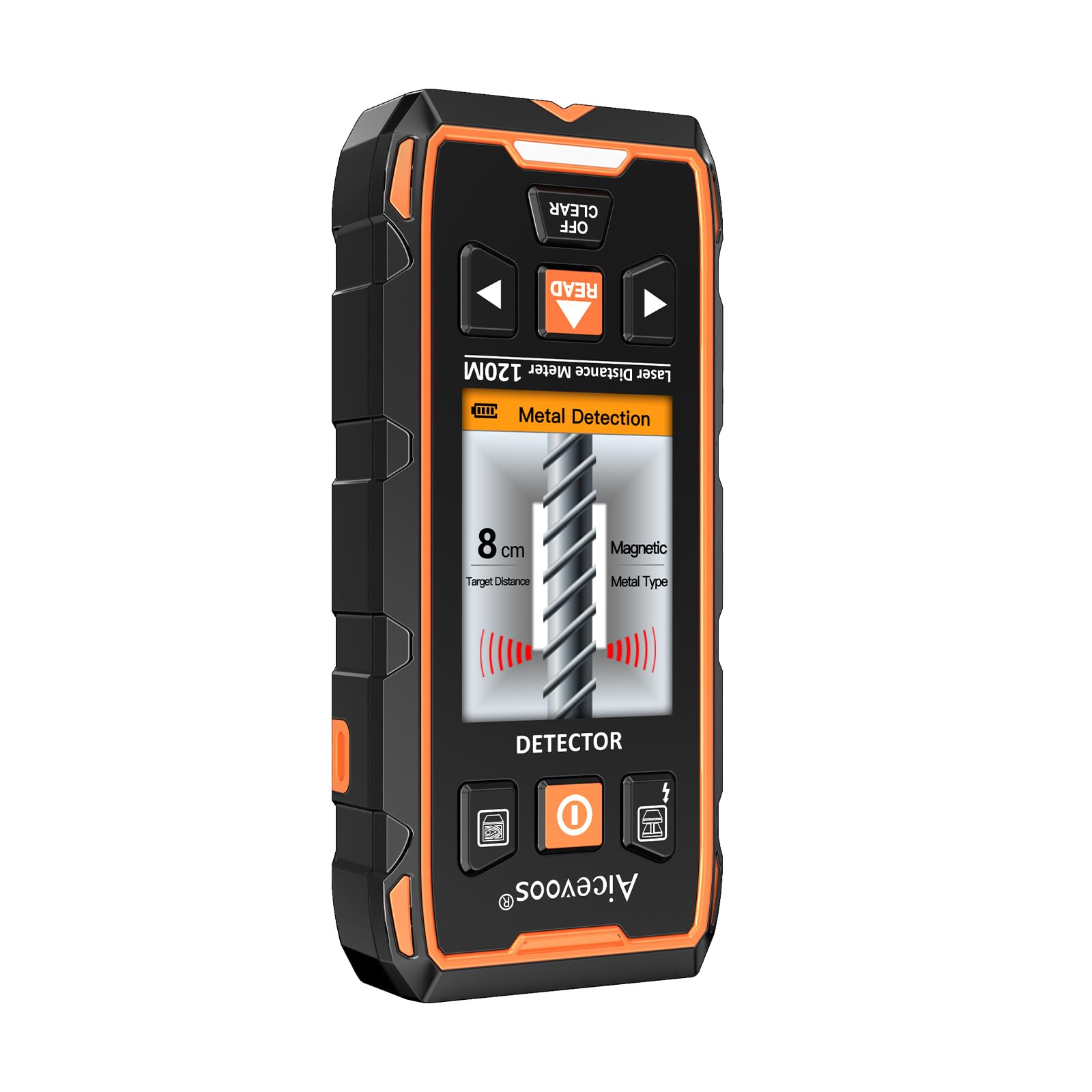 Rilevatore,120m Metro Laser 2 In 1, Scanner da Parete, Misuratore Laser, Rilevatore Tubi Metallici con Display LCD per Rilevare Metallo, Legno, Cavi Nel Muro e Magnetico O Non Magnetico