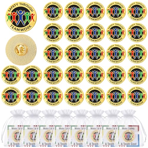 Tondiamo 30 Pcs Make Safety Pins National Safety Month Construction Reminder Pins for Backpacks Bags Hats for Work School Awareness Event