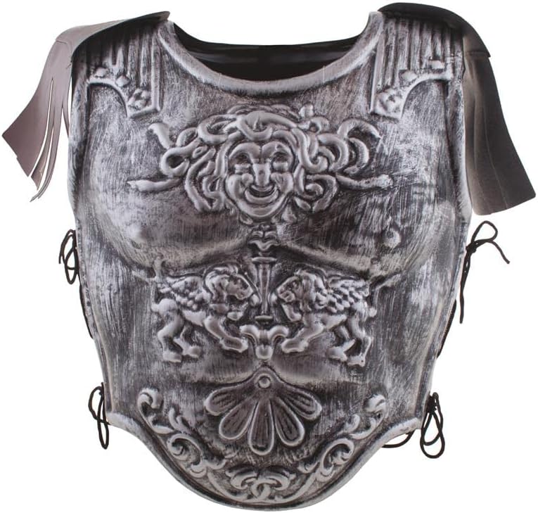 Plastic men's cuirass front and back iron-colored Roman soldier armor