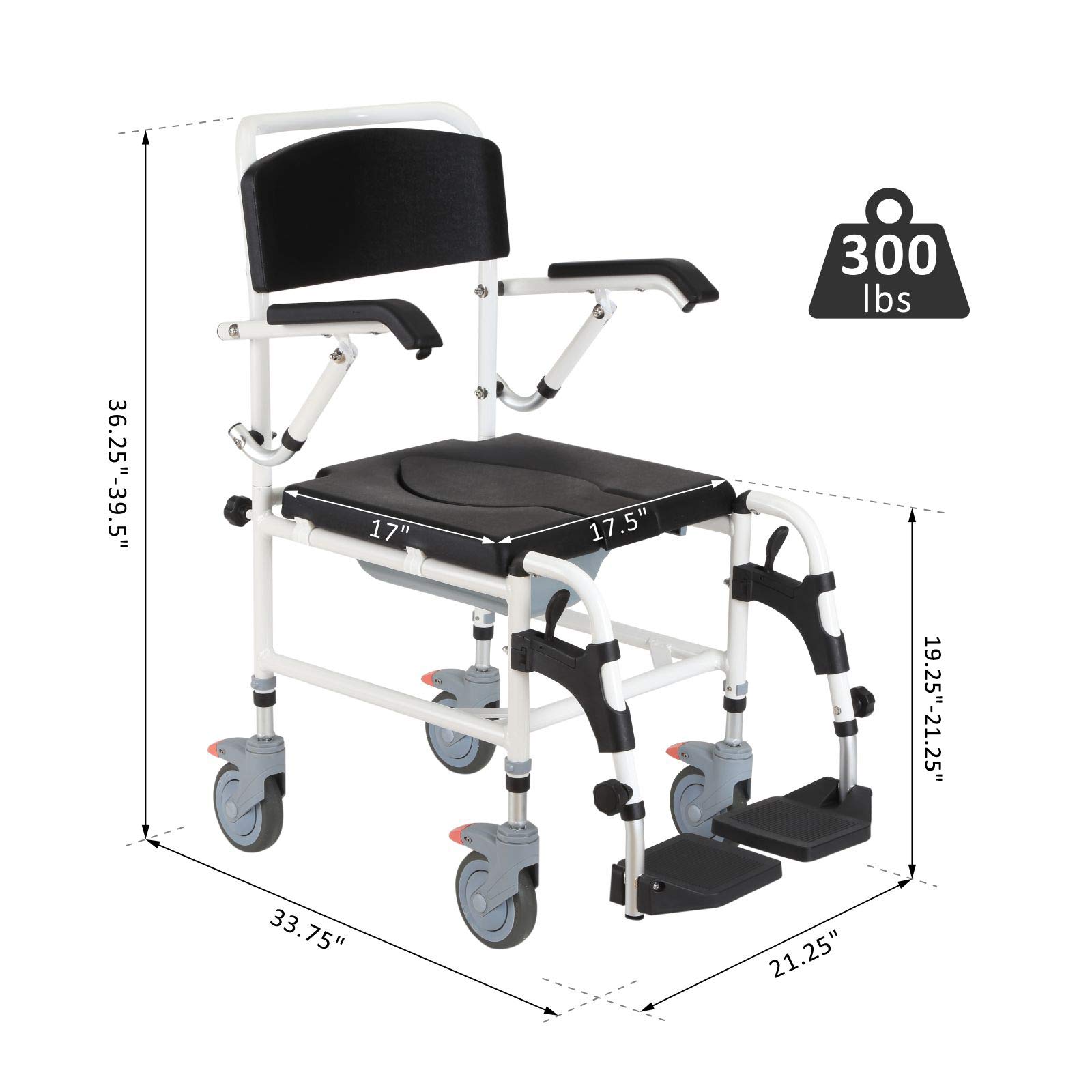Accessibility Commode Wheelchair, Rolling Shower Wheelchair with