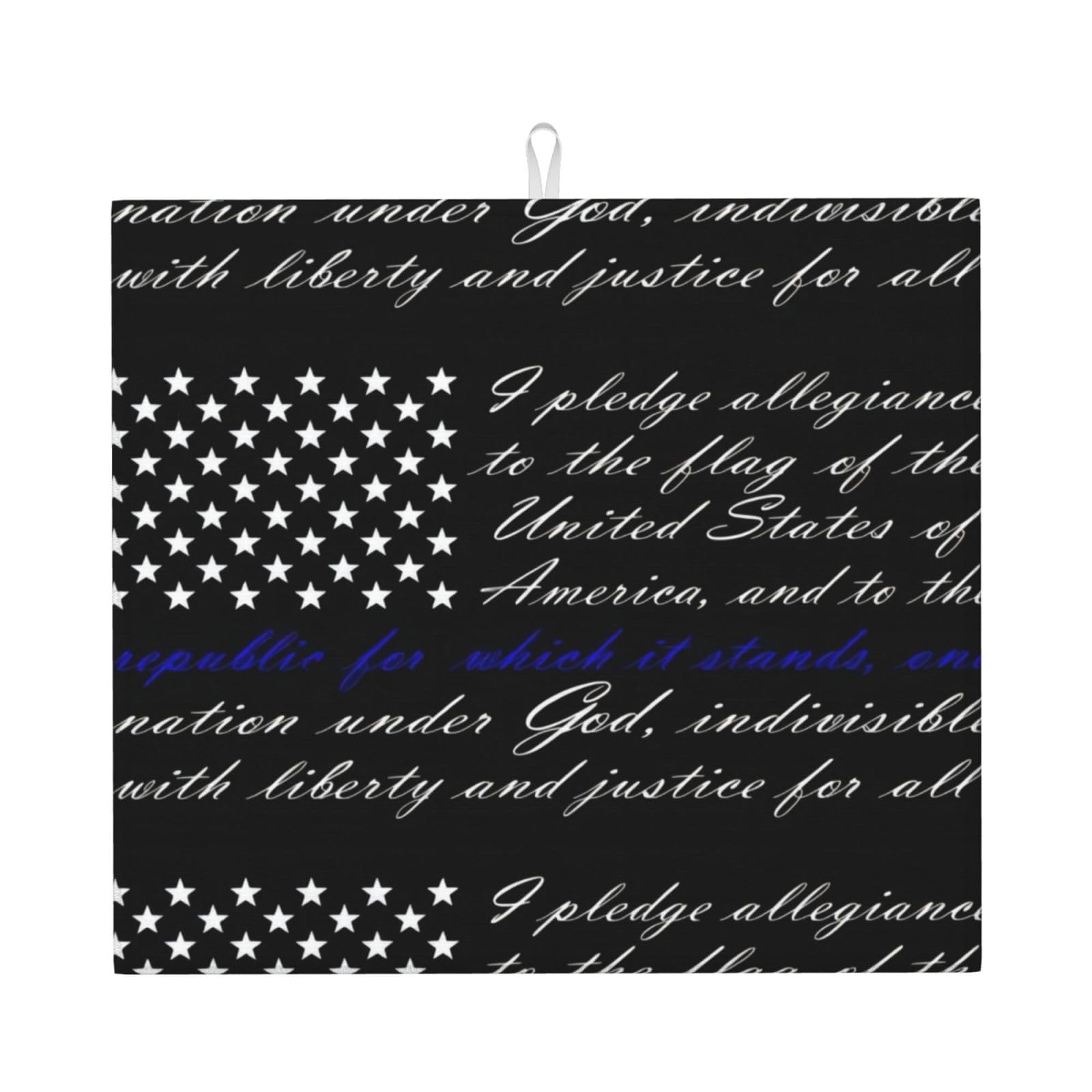 HJFCZH Pledge Of Allegiance Flag Prints Kitchen Drying Mat - Absorbent Dish Drying Throw with Vibrant Prints, Quick-Dry Countertop Layer for Dishes & Appliances - Non-Slip & Foldable