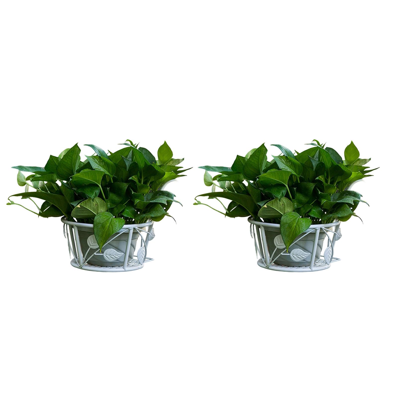 YWLUUOO 2 Set Metal Plant Shelf Space Saving Balcony Indoor Outdoor Scroll Pattern Metal Plant Shelf