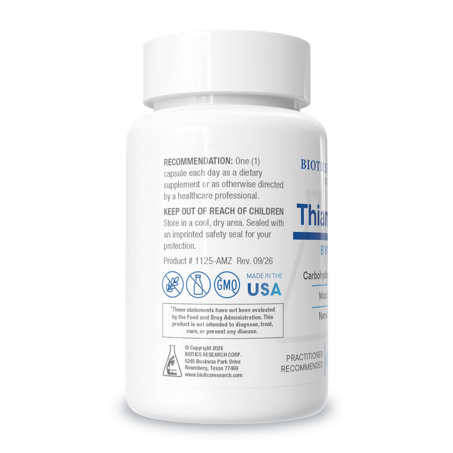 BIOTICS RESEARCH Thiamin 50™ – High Potency Vitamin B1 50 mg 90 Capsules — Amazon image 2