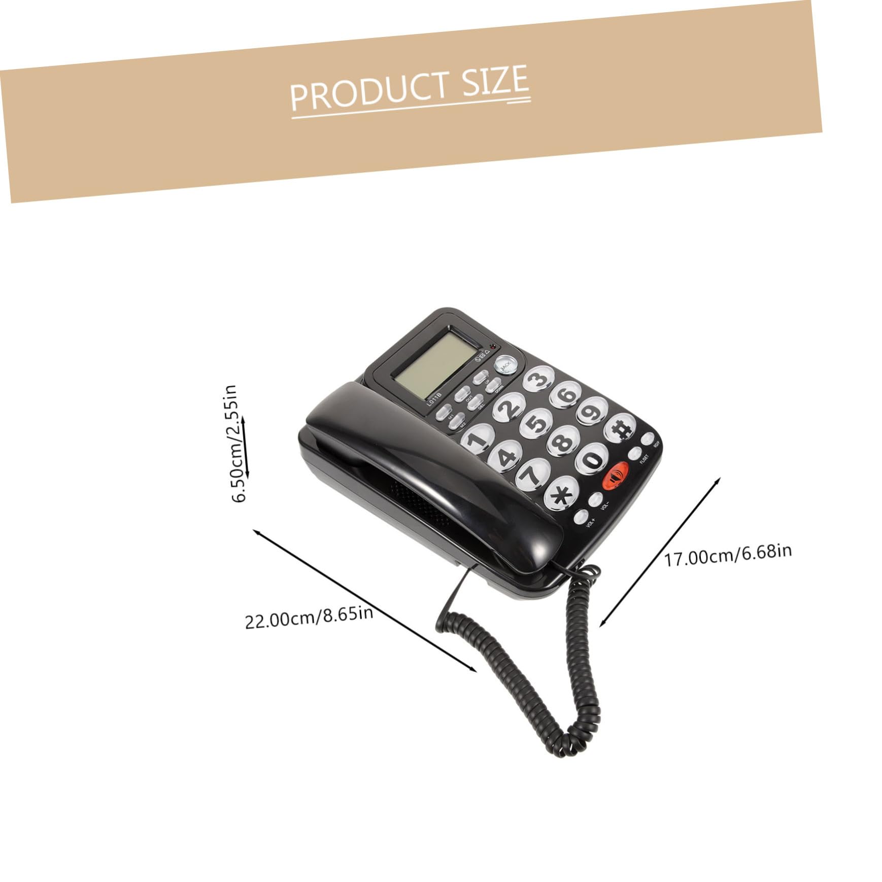 iplusmile Telefono Fisso da Scrivania Rj11 Tasti Grandi, Nero
