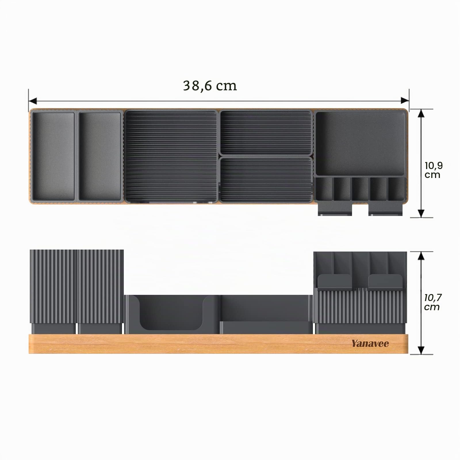 Organisateur de Bureau avec Porte-Stylo Réglable, Support de Téléphone, Porte-cartes de Visite, Pot à Crayons, Plateau de Notes Autocollantes, Organiseur de Table pour Bureau à Domicile