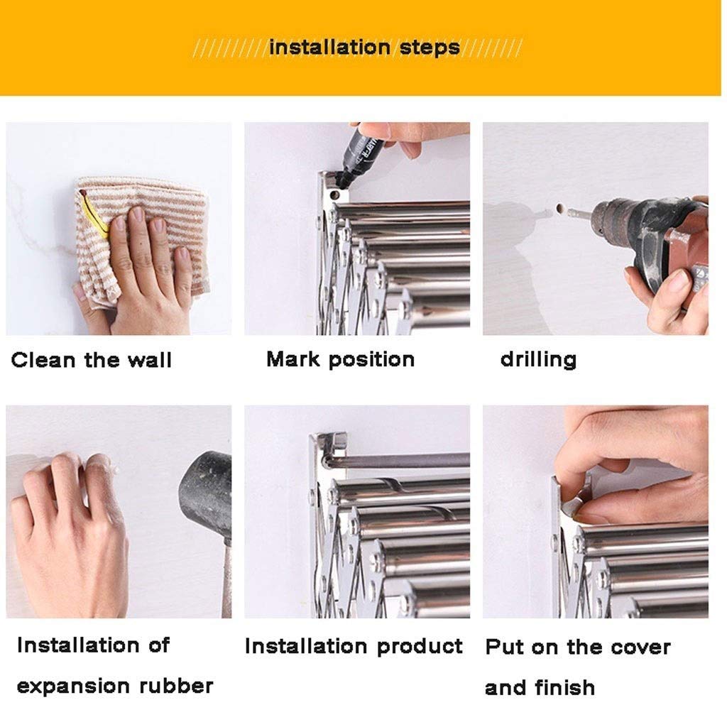 Airer Stoffhandtuch-Trockenständer 40-70 cm 6-Schienen-Wäschetrockner Badezimmer Balkon Toilette Duschraum Faltende Push-Pull-Wäscheleine Einziehbare Hakenstange Platzsparend (Size : 40cm) little