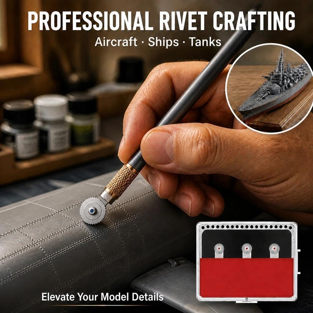 Model Rivet Maker Tool RM-S4 - Small Diameter Gear (Pitch 0.85/0.9/1 mm) - High Visibility Precision Embosser for Tight Spaces, Mecha Joints & Fine Panel Line Detail Up