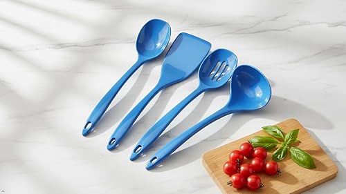 Miniatura 2 de Reston Lloyd Juego de utensilios de cocina 100% melamina, cucharón antiarañazos, cuchara, cuchara ranurada y espátula, fácil de sostener, juego de