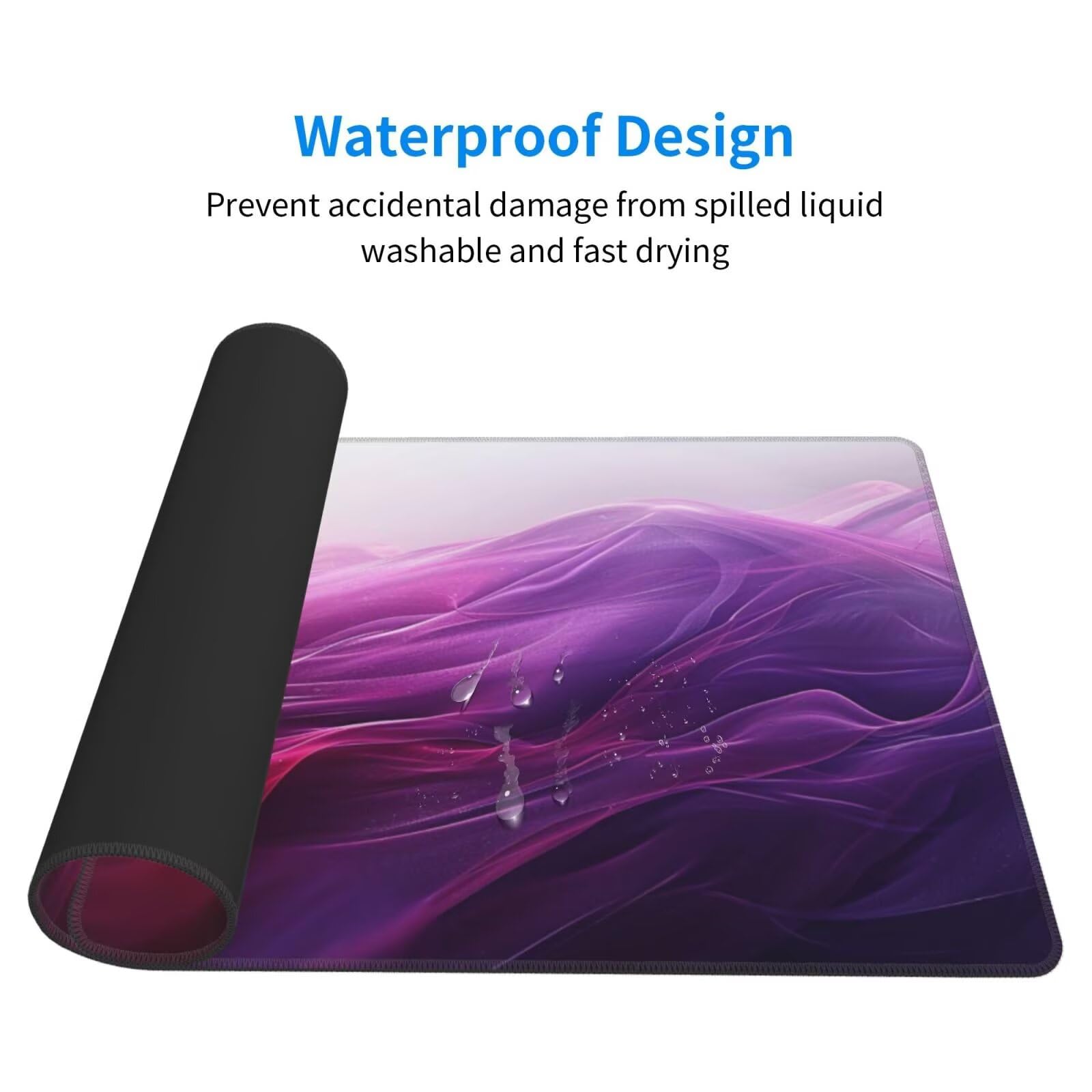 Alfombrilla de Ratón Gaming Grande XXL 1400x600x4mm con Bordes Cosidos, Tela de Micro Tejido, Base Goma Antideslizante y Mouse Pad, para Teclado Jugadores Escritorio, PC, Oficina Lineas Moradas Y6862
