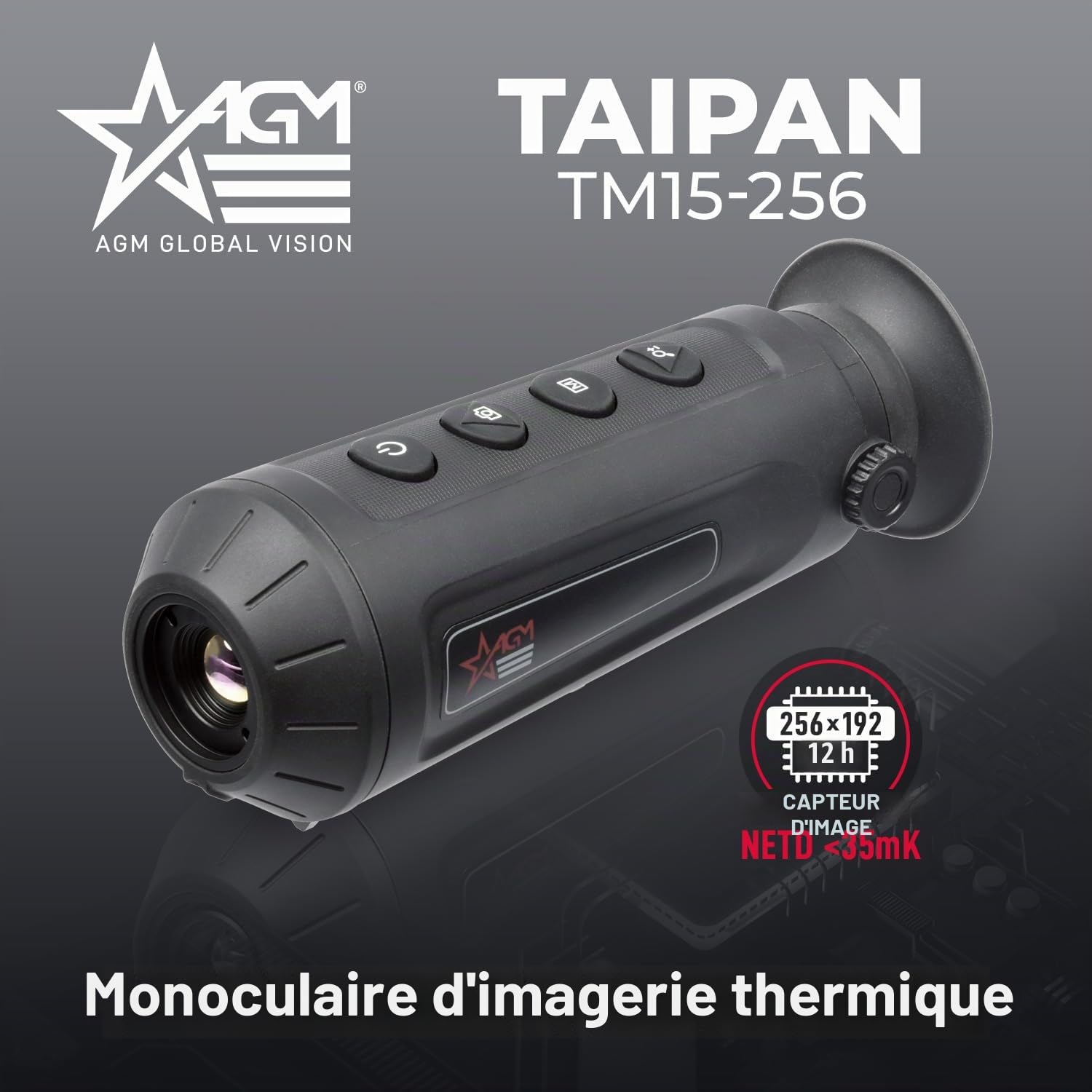 AGM Global Vision Monoculaire Thermique Taipan TM15-256 pour la Chasse 256 x 192 (50 Hz), monoculaire pour Adultes Haute Puissance, imageur Thermique, Vision Thermique, Vision Nocturne et Jour