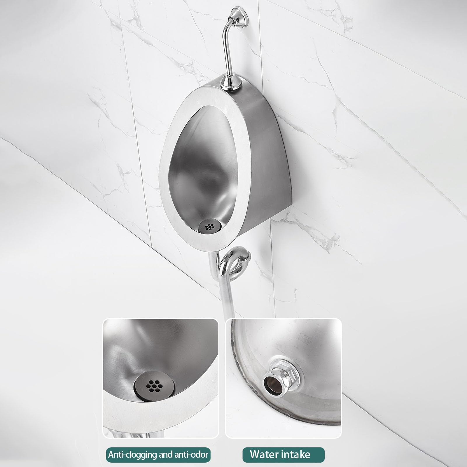 304 Orinatoio in acciaio inossidabile, Parete ad alta efficienza Flush Orinatoio, Maschio Sanitari Ware Public Toilet Orinatoio, Anti-Splash Caratteristiche,