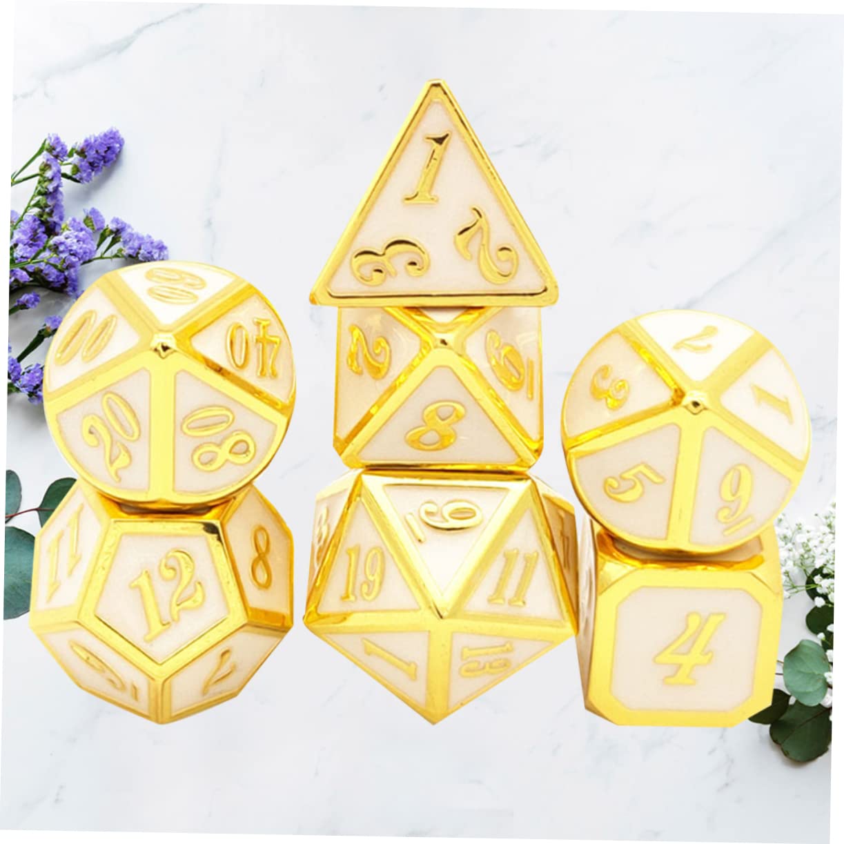 VICASKY Set de Dés Polyédriques Lot de 7 Légers et Portables en Alliage de Zinc Chiffres Nets, pour Jeux de Société et Soirées Entre Amis