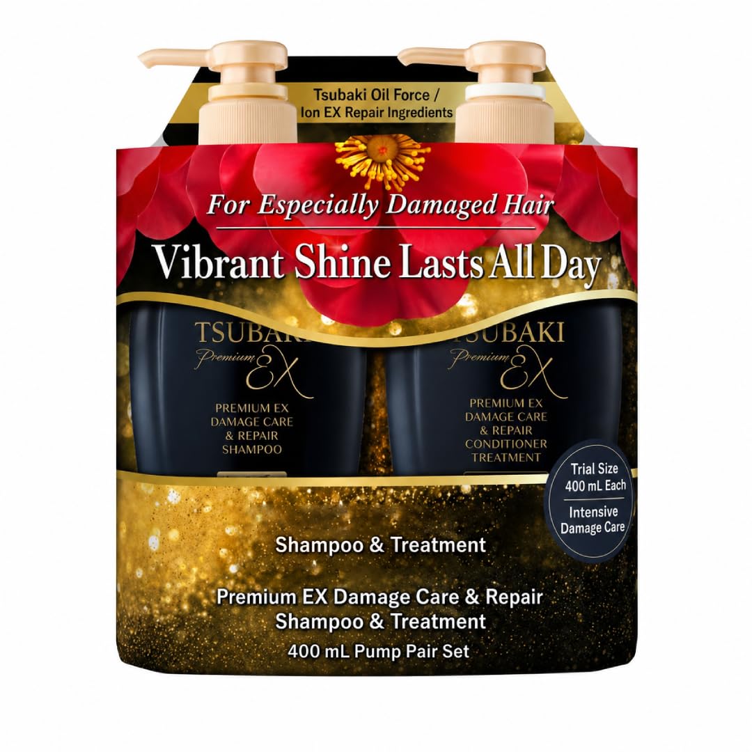 Premium EX Set - Tsubakii Premium Ex Intesive Repair Shampoo and Conditioner 400ml+400g