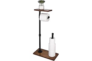 KES Matte Black Freestanding Toilet Paper Stand with Shelf