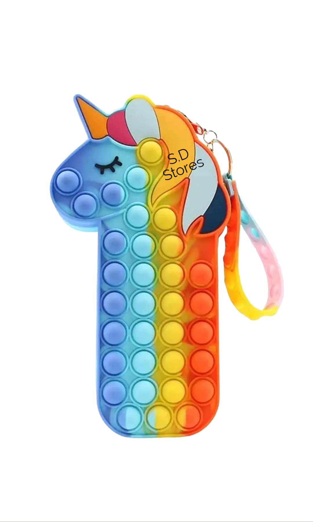 S.D Stores Unicorn Pop it, Rainbow Pop it Pouch, Pop it Pencil Box for Girls, Pencil Pouch, Pop it Bag, Pop it purse, Push Pop it Fidget Toy for Girls, Makeup Cosmetic Pouch, Stationery Pouch for School College Office, Pen Pencil Case (Pack of 1) (Random colour)