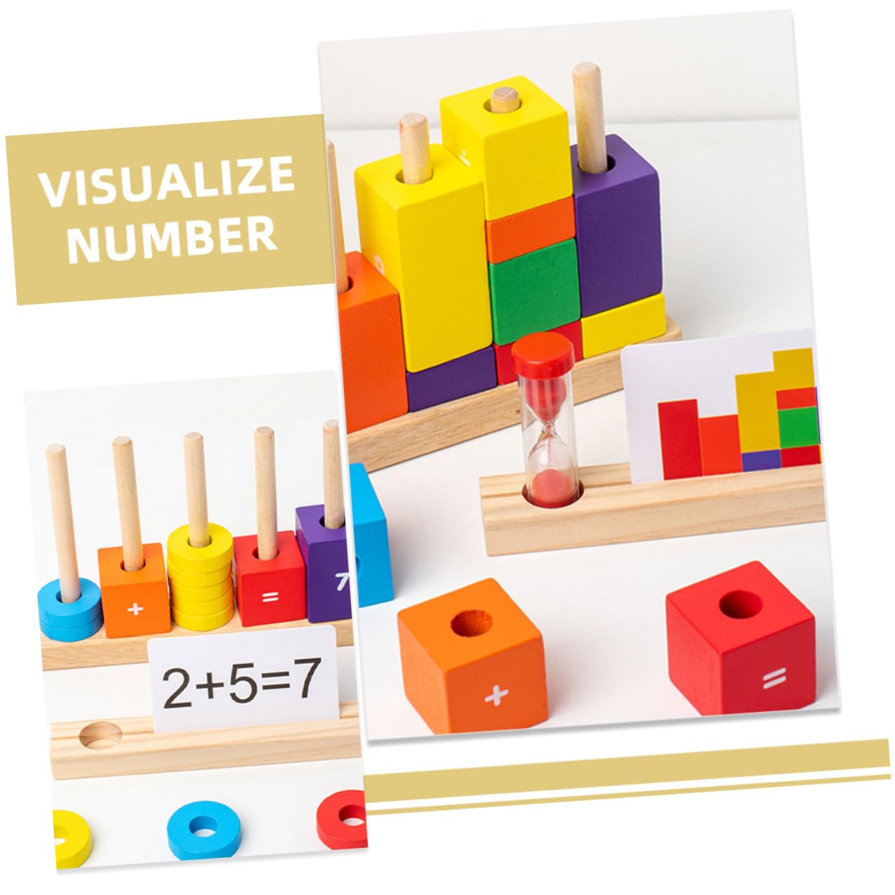 BESTonZON Bloques de Operación Digital para Aprender Matemáticas Juguete de Madera y Resta Juguete Educativo Temprano Bloques de Construcción Coloridos