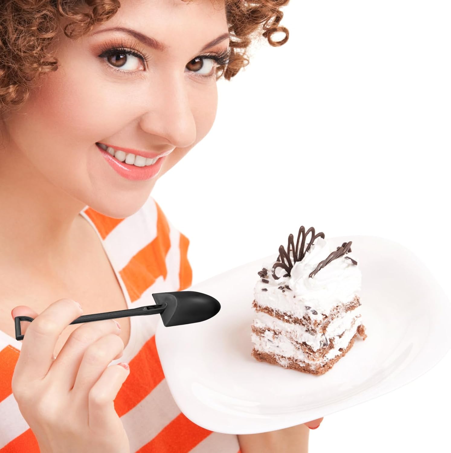 100PCS Mini Shovel Spoons for Desserts, Individual Packing Mini Shovel Spoons, Black Plastic Shovel Shaped Spoon for Party or Family - Image 6