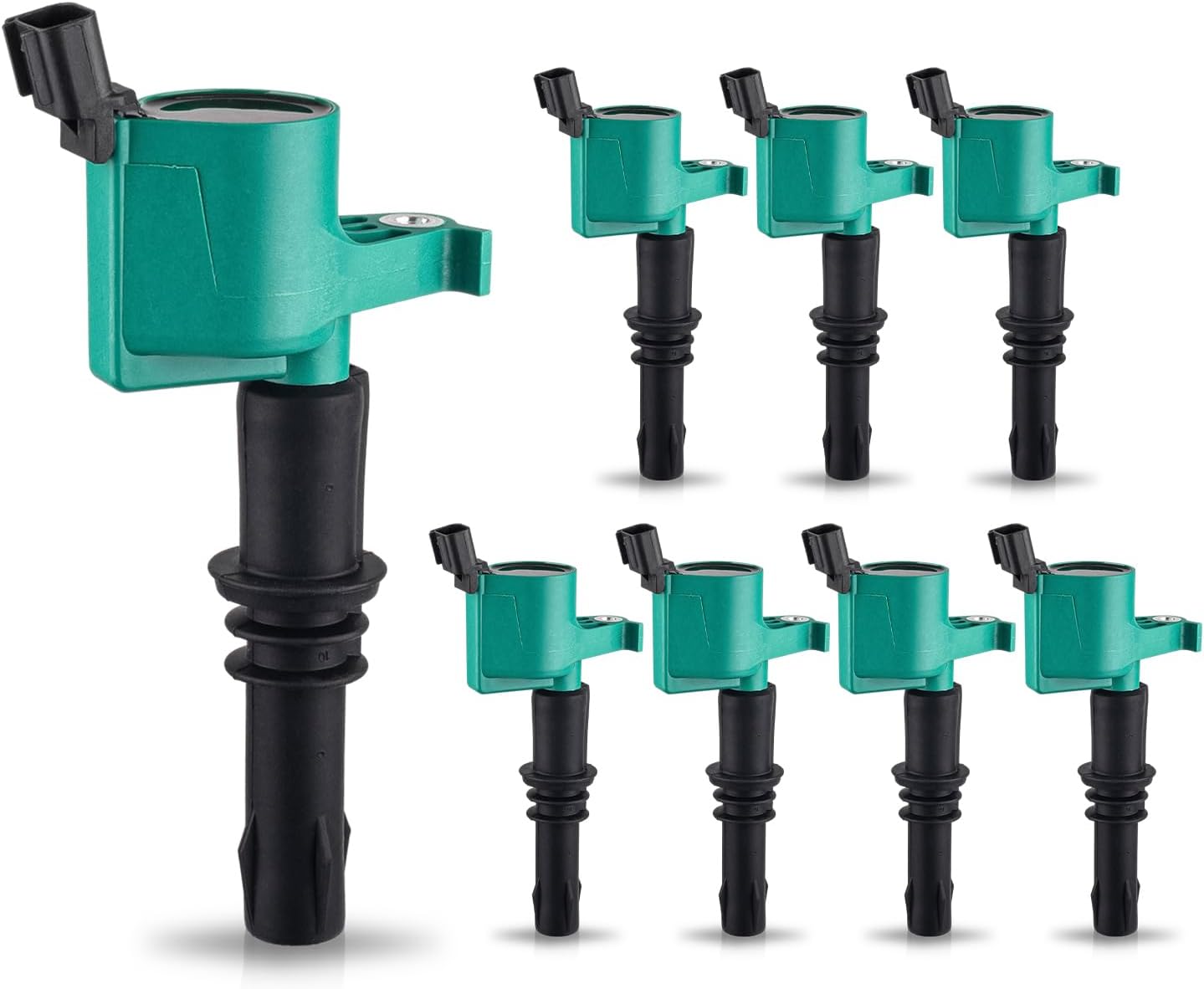 ENA Set of 8 Green Ignition Coil Pack Compatible with Ford Expedition Explorer F150 F250 F350 F450 F550 Super Duty Mustang Navigator 2005 2006 2007 2008 V8 V10 4.6 5.4 6.8 Replacement for DG511 FD508E
