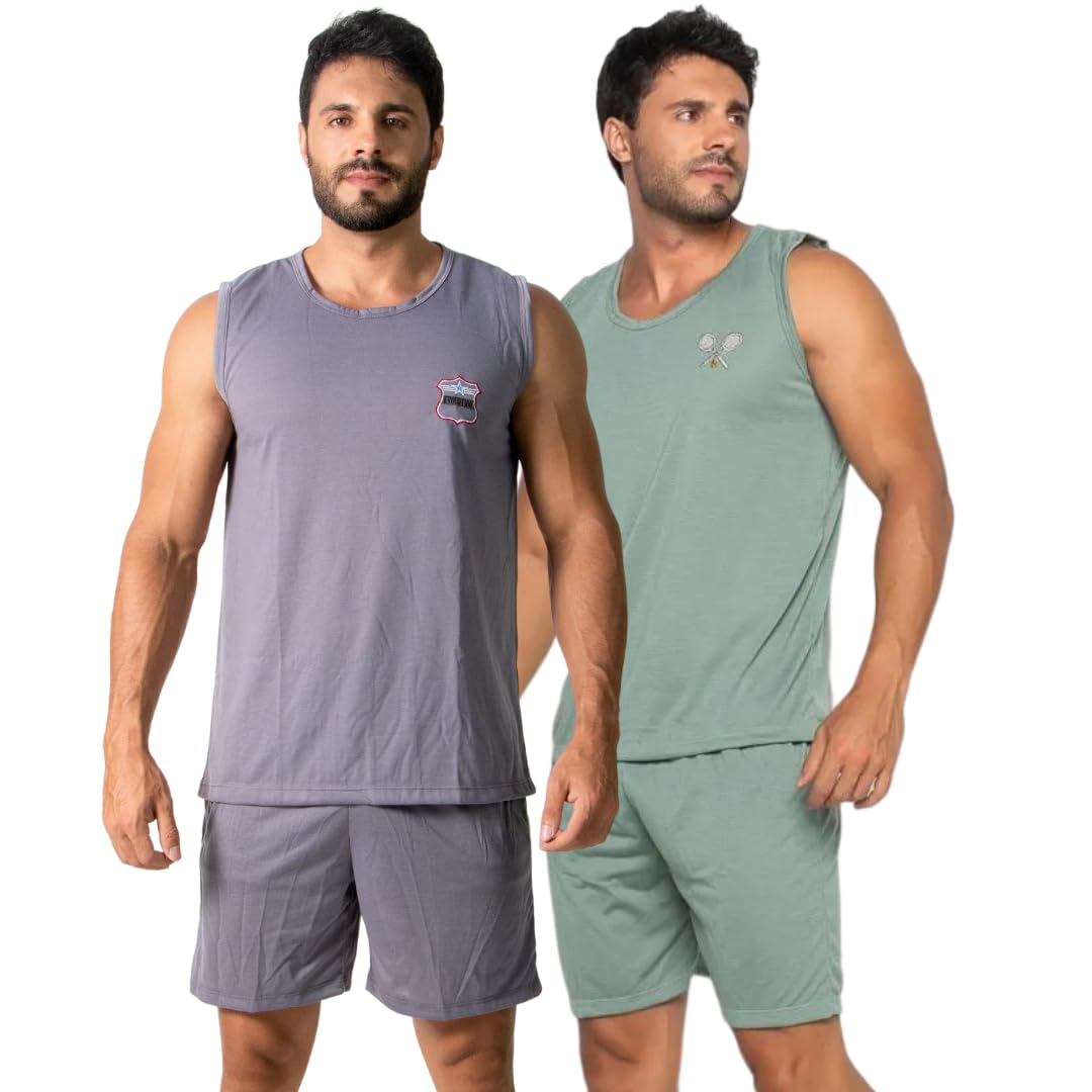 KIT 2 Pijamas Regata Masculino Curto Fechado Conforto Casual Inverno em promoção! Veja a oferta e mais achadinhos de Moda íntima 5 Hoje é o melhor dia para comprar KIT 2 Pijamas Regata Masculino Curto Fechado Conforto Casual Inverno com aquele preço maroto! Promoção! Aproveite a oferta! 5