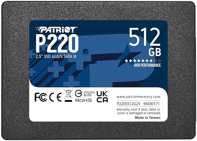 Patriot P220 512GB Internal SSD - SATA 3 2.5" - Solid State Drive - P220S512G25