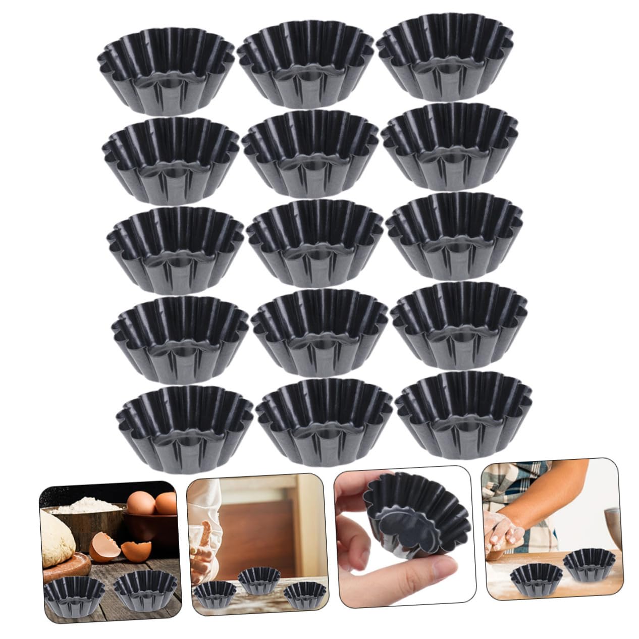 15 piezas Molde para Tartaletas de Huevo de Acero Carbono Moldes Antiadherentes Reutilizables para Pudding Muffins y Repostería Prácticos y Fáciles de Limpiar para Hornear
