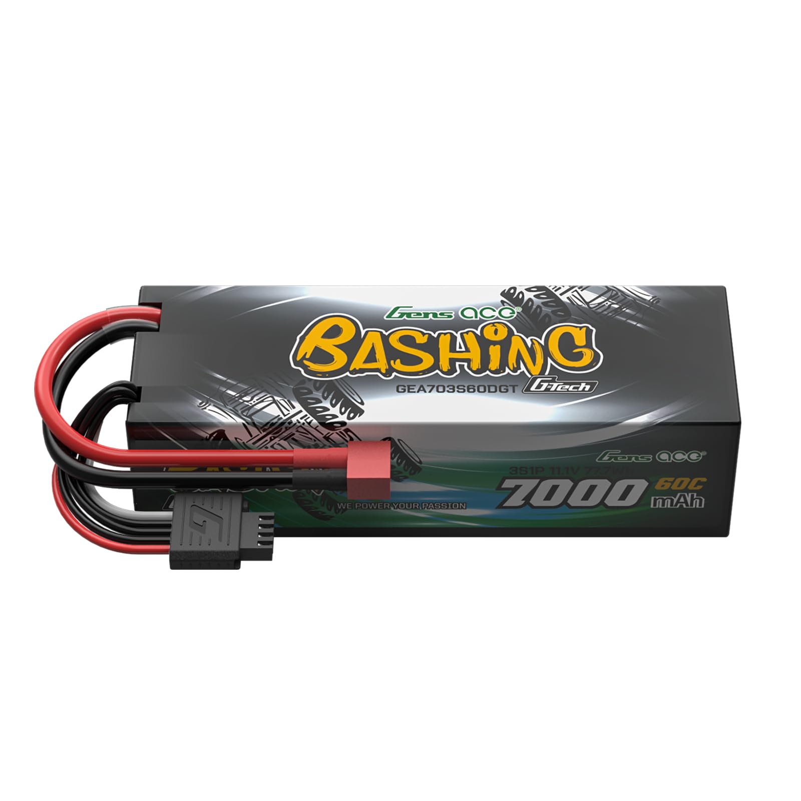 Gens Ace 3S 11,1V 7000mAh 60C Akumulator LiPo G-Tech z wtykiem T (Deans), seria Bashing do RC samochodów 1:8 i 1:10, bardzo długi czas pracy