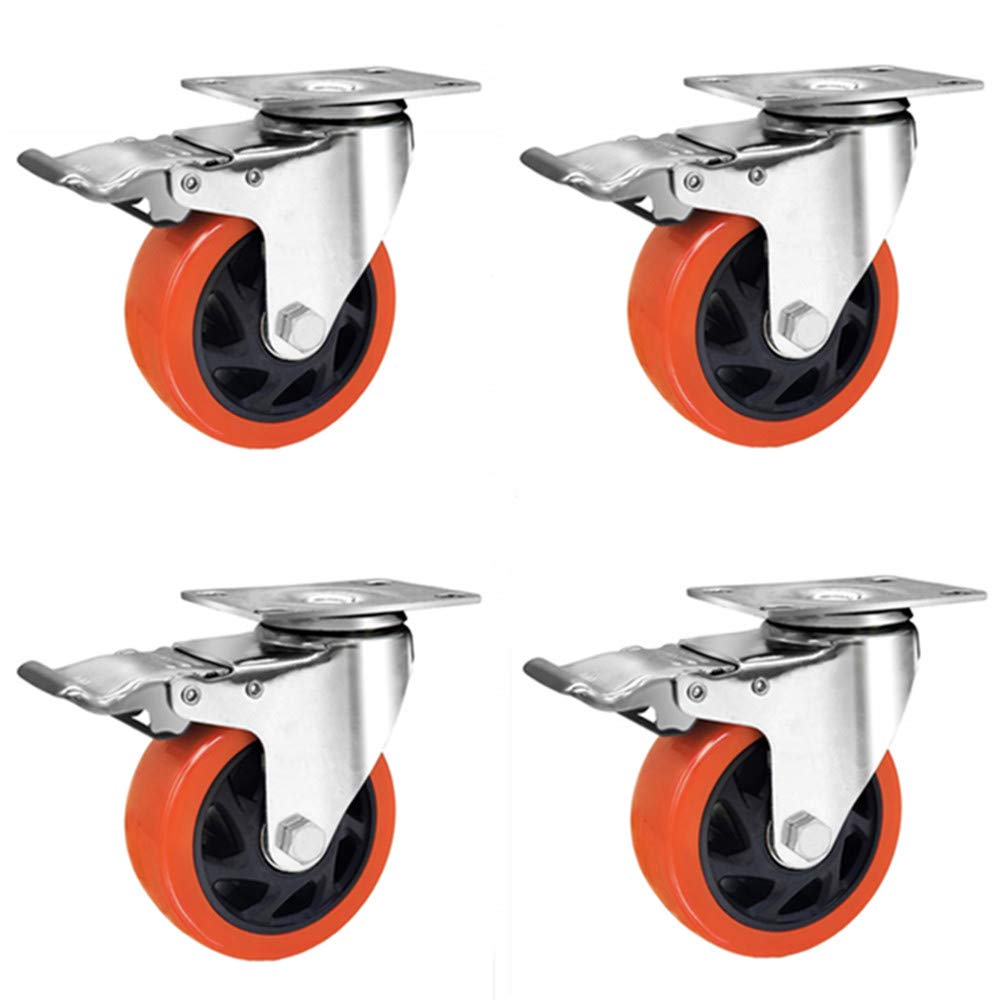 H&S 4 Castor Wheels Heavy Duty 50mm Swivel Trolley Furniture Caster With Brakes - View #6