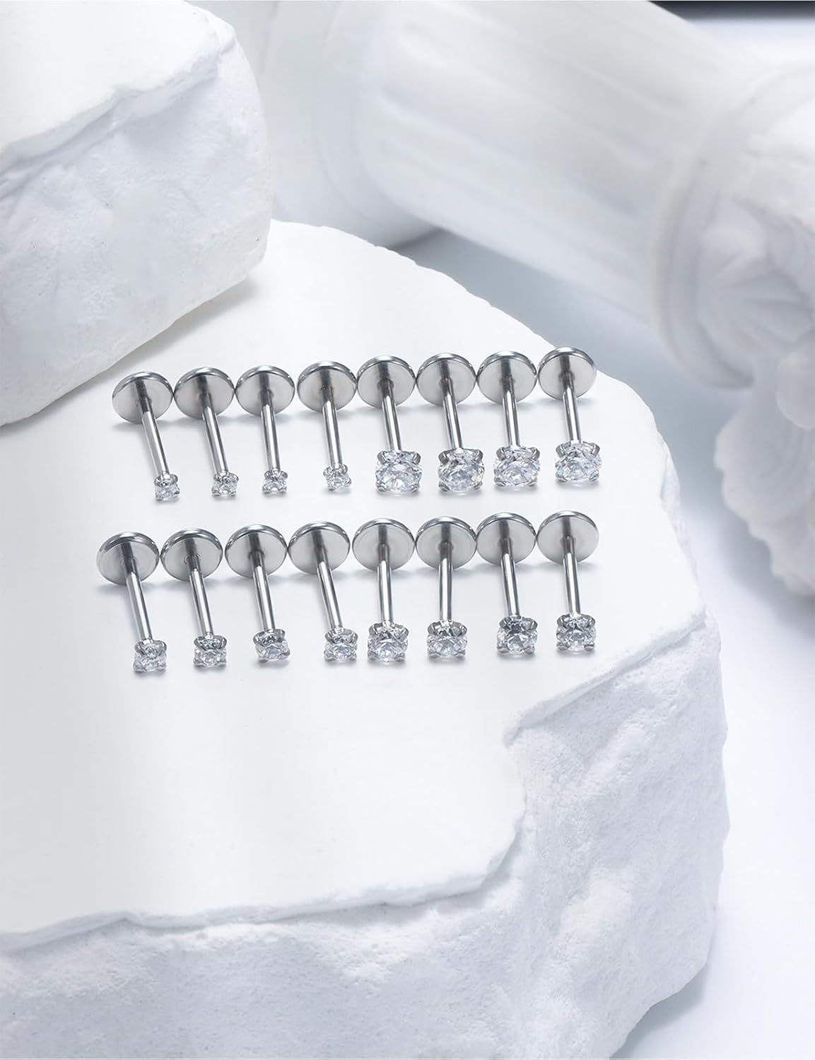 20G 18G 16G Threadless Flat Back Earrings Nose Stud 316L Surgical Steel Medusa Labret Monroe Lip Ring Tragus Forward Helix Conch Cartilage Lobe Earrings Stud Piercing Jewelry For Women Men - Image 6