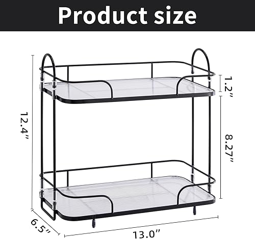 Miniatura 9 de Organizador de esquina de 2 niveles para encimera de baño, organizador cosmético para el cuidado de la piel, bandeja de perfume para encimera de