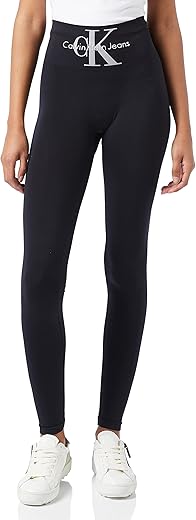 Calvin Klein Logo High Waist Legging, Leggings, Donna, Nero (Black),...