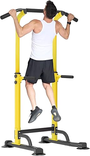 Estación de inmersión de barra de dominadas ajustable, torre de potencia de capacidad de 400 libras, equipo de entrenamiento de fuerza de altura de