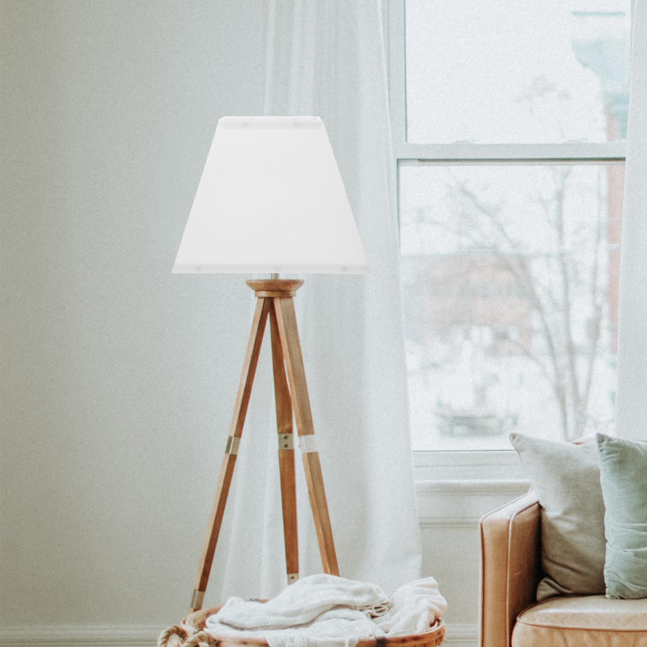 Operitacx Abat-jour En Tissu Amovible Pour Lampadaire Carré Design Élégant Facile à Nettoyer 30x30cm Blanc Accessoires De Décoration Intérieure Remplacement De Lampes Salon