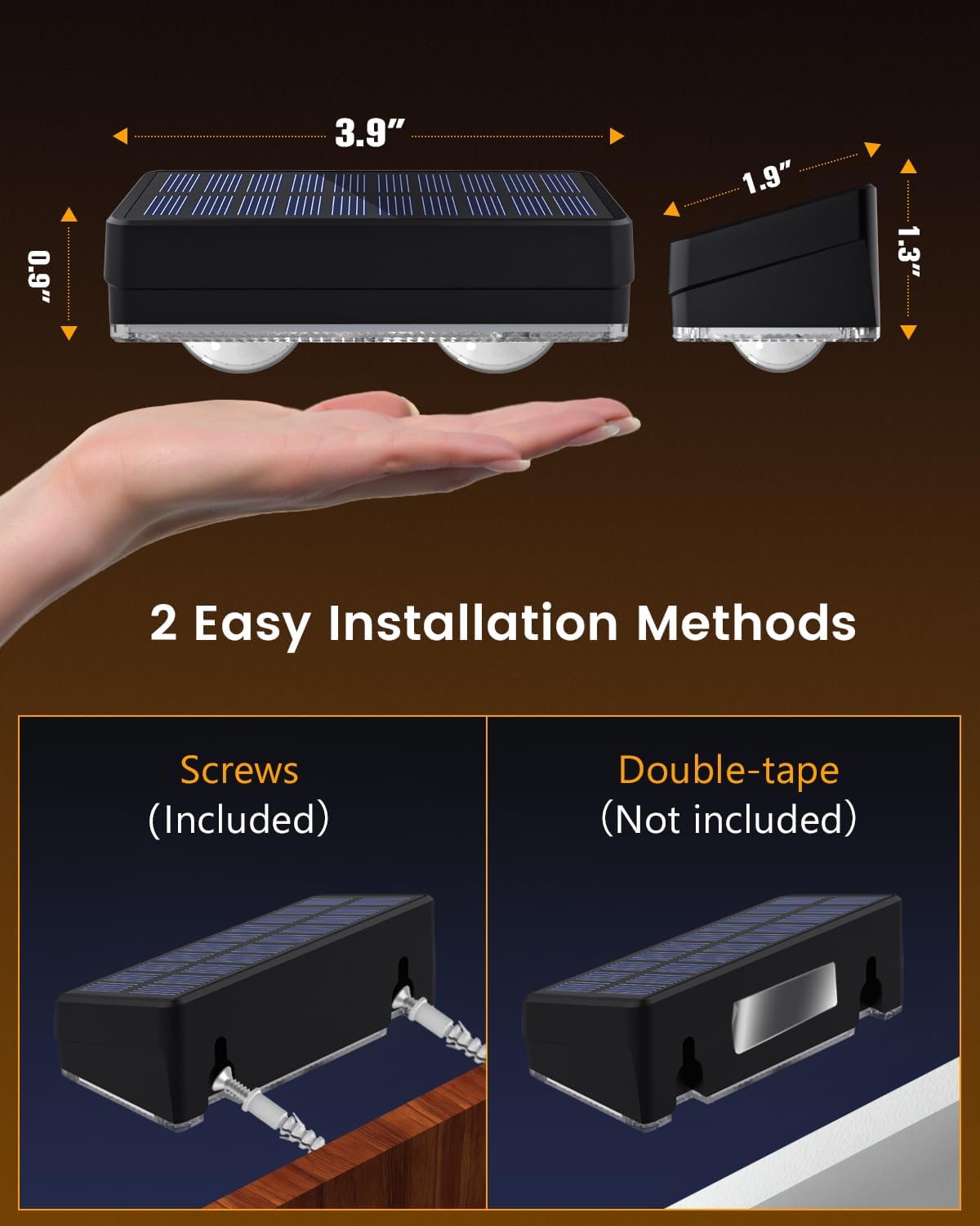 JOFIOS Solar Fence Lights Outdoor Waterproof, 80 Lumens Solar Lights for Fence with Warm White & RGB 8 Colors,Outdoor Solar Light for Deck, Patio, Backyard, Fence, Railing (12-Pack-Black)