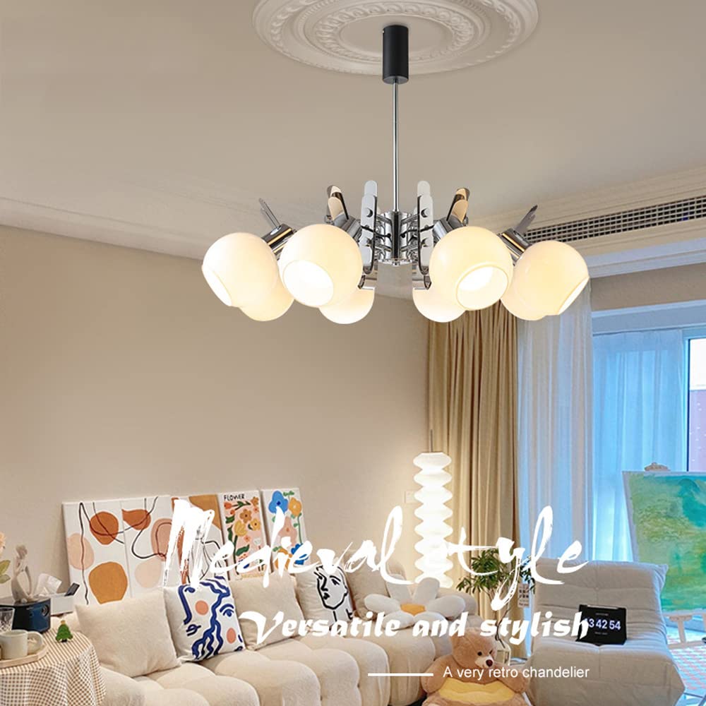 QTHWB Designer Element przestrzeni życiowy, chromowany sypialnia badana sufit dekoracyjny z otwartym szklanym globem oświetlenie wisiorek, obejmuje dwa pręty przedłużające (20+30 cm)