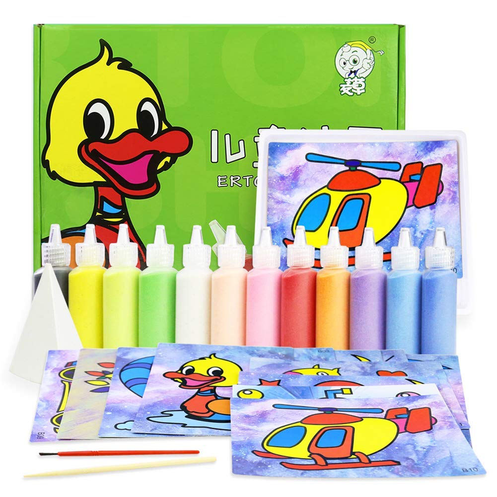 Coolbaby Kids Drawing Board Sets,Diy Sand Painting Toys For Children Bubble Sand Handmade Picture Boy (12 Pictures)