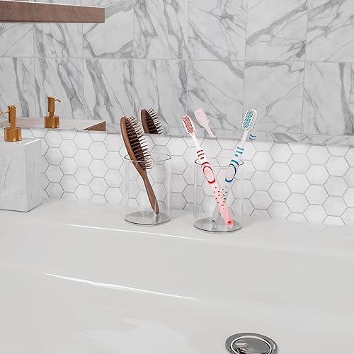 Miniatura 5 de Round Acrylics Pen Holder Clear Pencil Cup Space Saving Desk Organizers For Office Storage Accessories Organizers