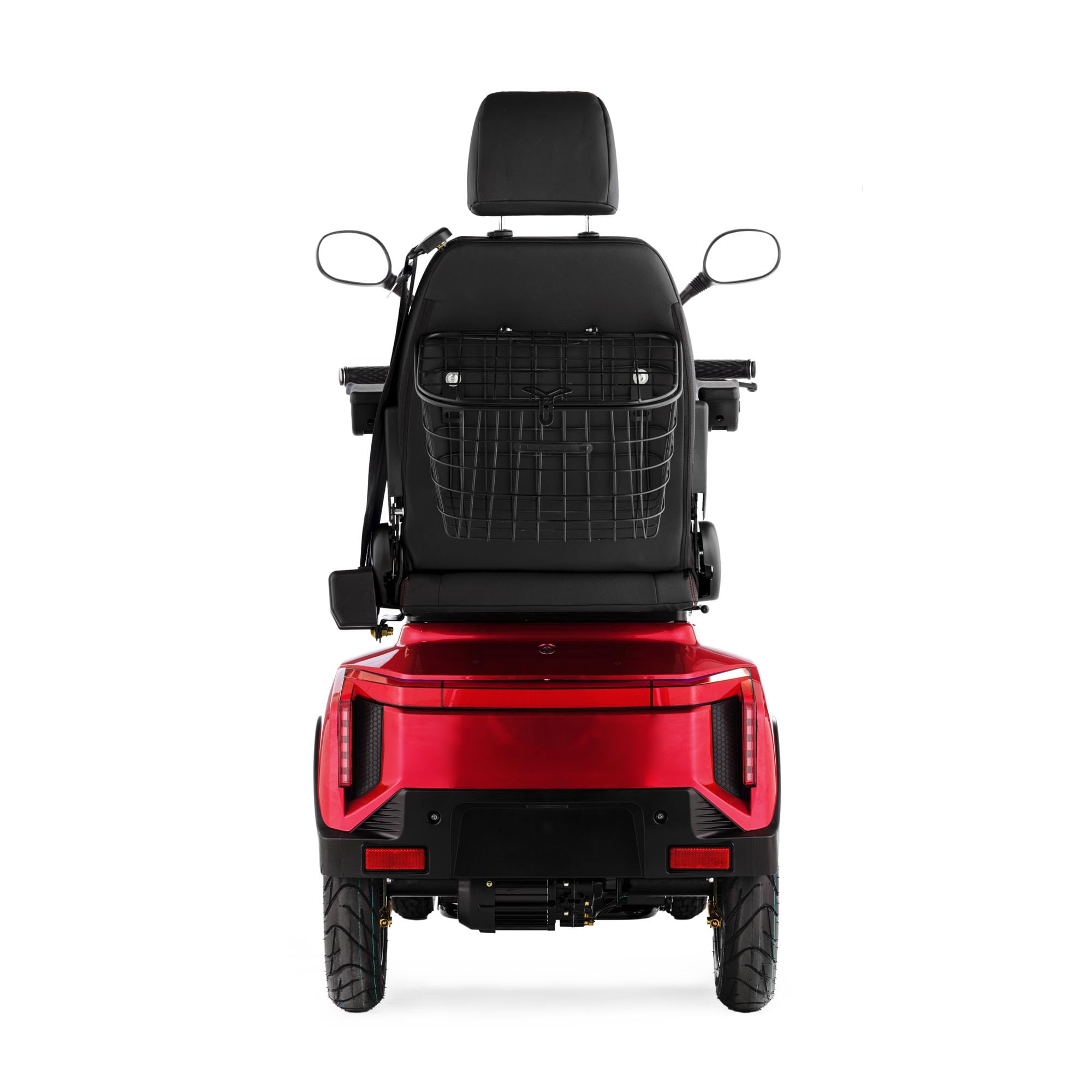 VELECO Gravis - dispositivo de movilidad en las 4 ruedas - asiento tipo capitán con respaldo - batería de iones de litio extraíble - ensamblado y listo para conducir - iluminación LED (Rojo)