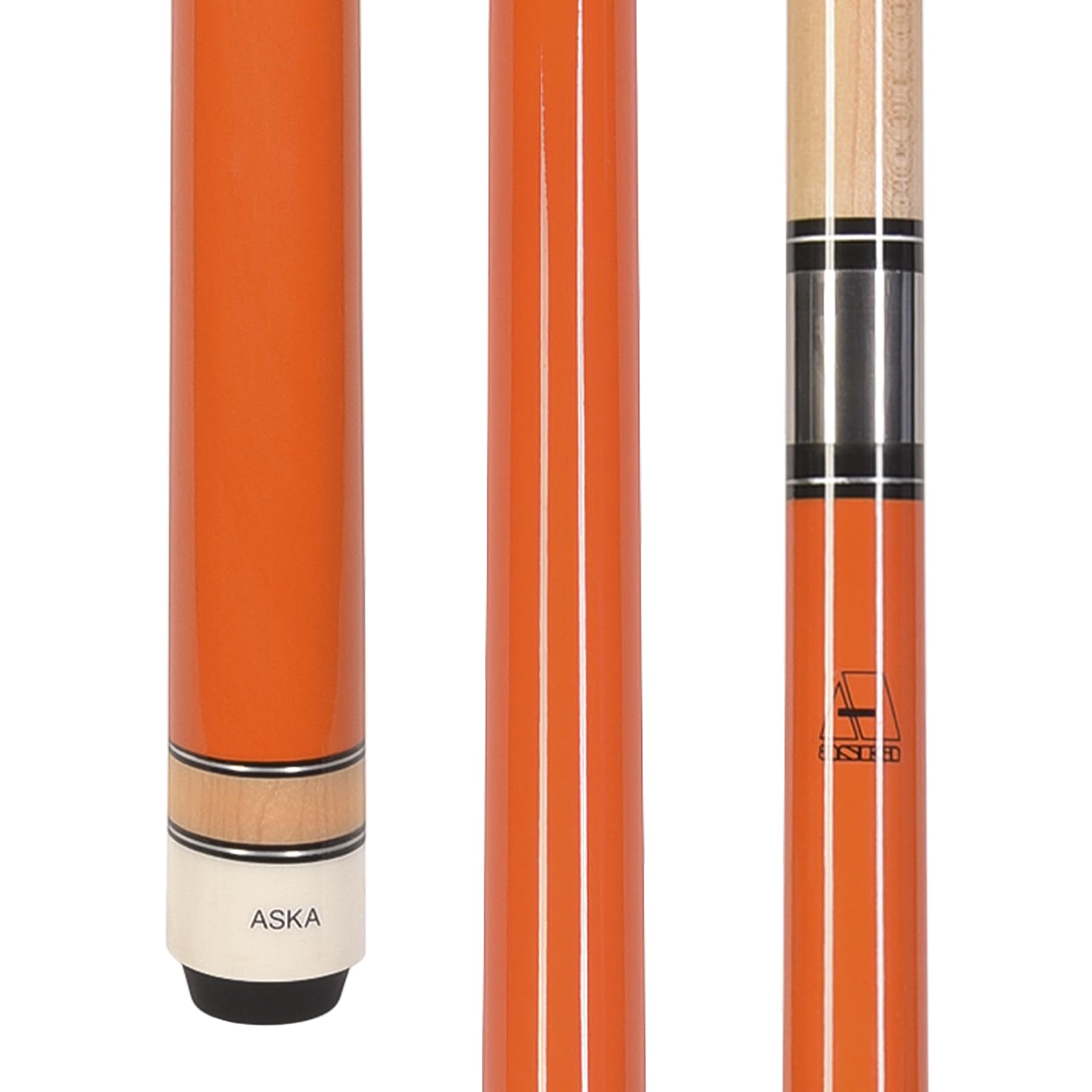 ASKA L3 No Wrap Pool Cue Stick, 58″ Hard Rock Canadian Maple, 13mm Hard Tip, 5/16×18 Stainless Steel Joint (21-Ounce, Orange)