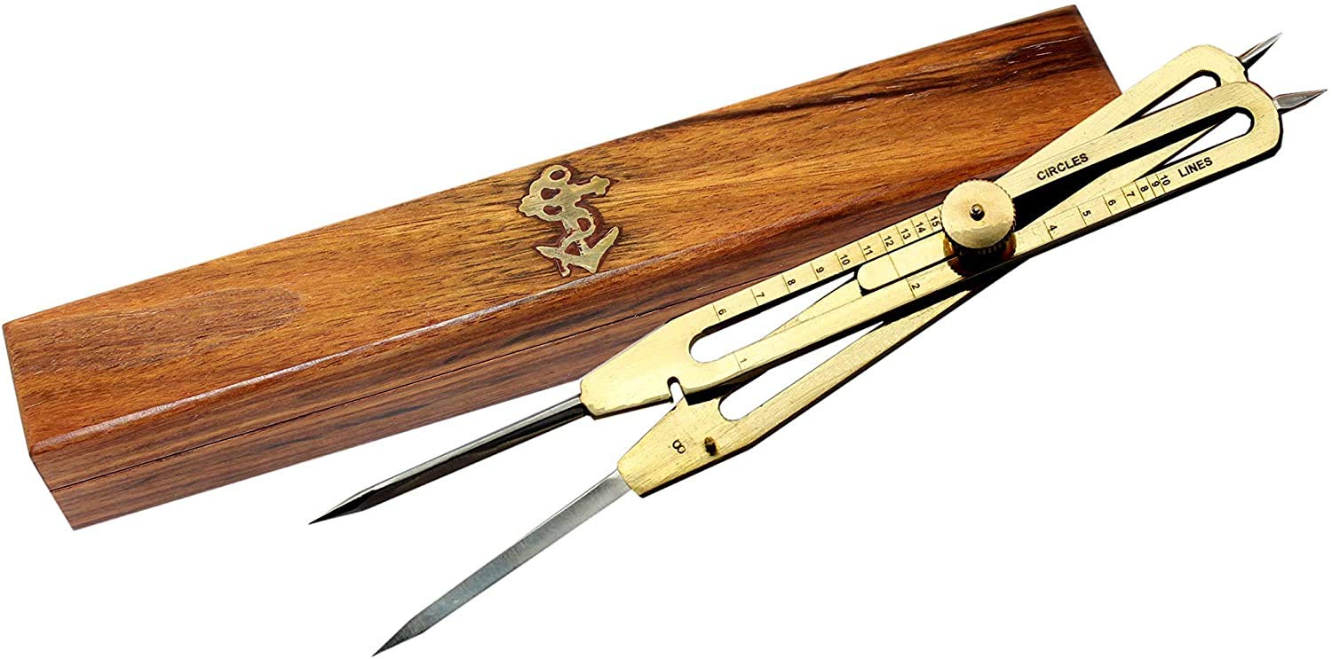 ARTIZANSTORE Solid Brass Proportional Divider 9 in with Nice Hardwood Box by Canyon Gold