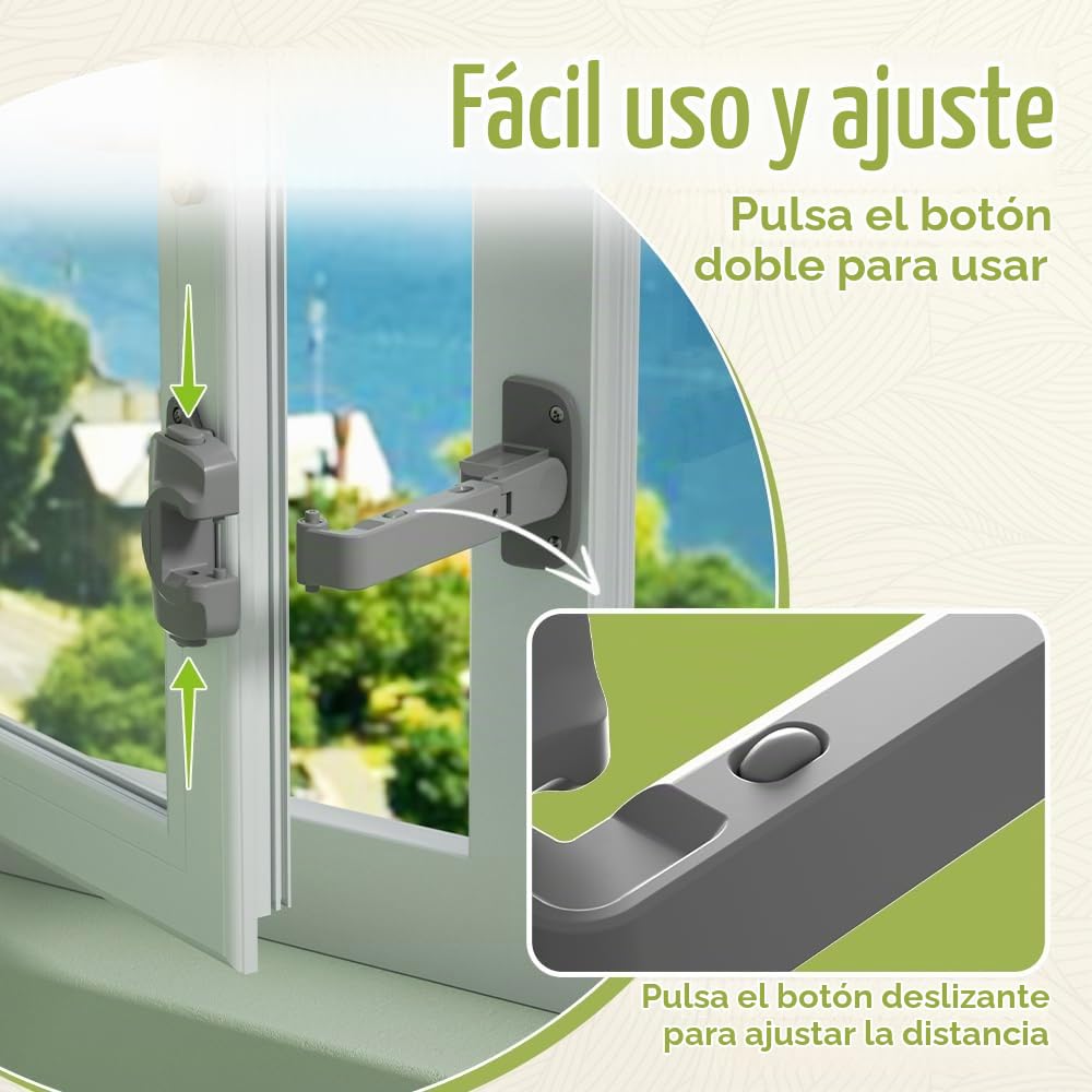 SAFELON 2 Piezas Actualizado Limitador de ventana de seguridad para niños, Ventana Gap Tamaño Bebé Seguridad Ventana Restrictiva, Cerradura de Seguridad de Ventana (Gris)