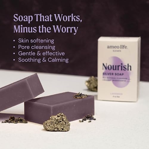Miniatura 2 de Ameo Life Jabón de plata de lavanda orgánica con 30 ppm de plata, limpia naturalmente la piel, barra de jabón de plata coloidal de 4 onzas para