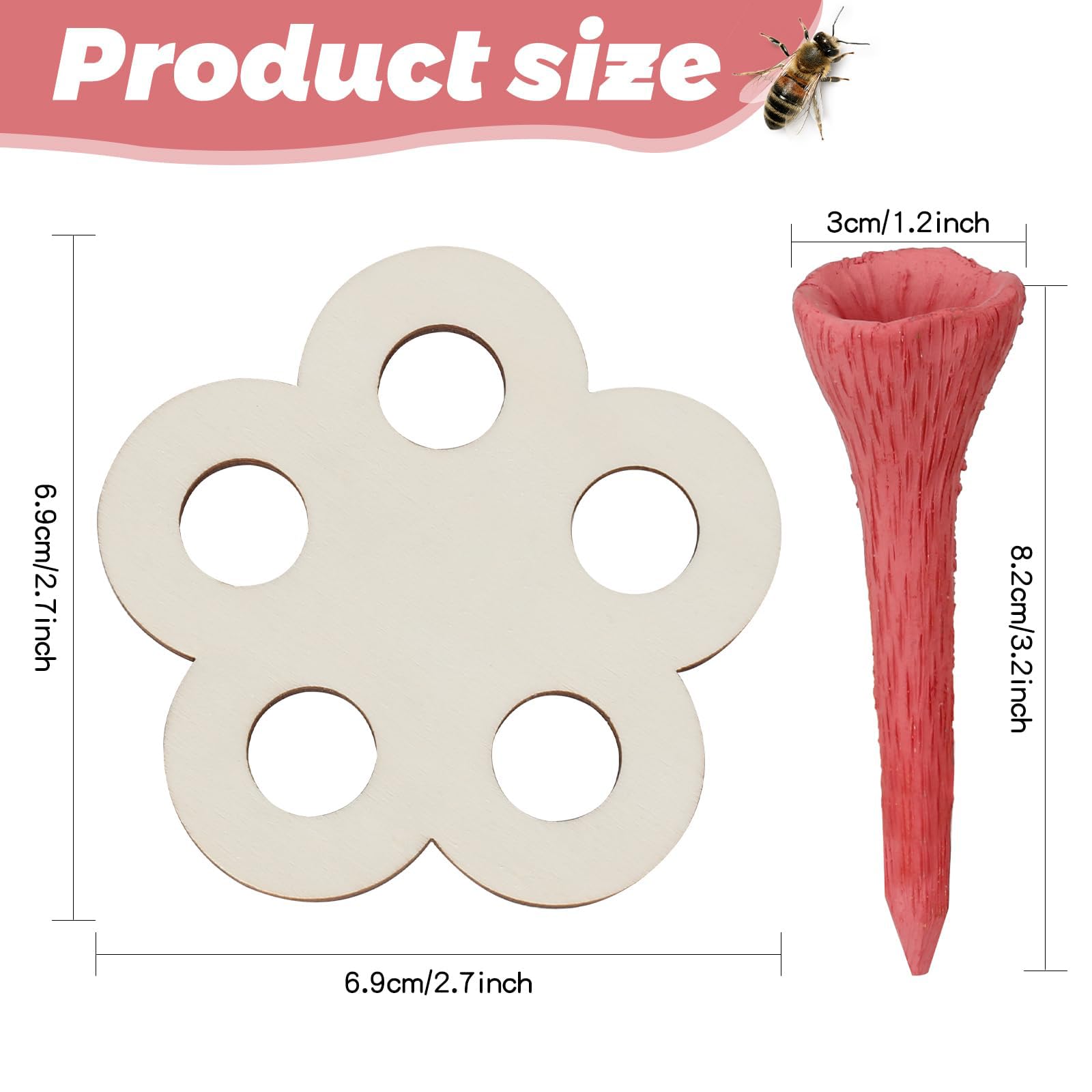Vasos para Abejas,5 PCS Bebedero De Abejas para Jardín,Colorida Estación de Riego para Abejas con Bandeja de Madera,Comedero para Insectos para Abejas y Mariposas,Ideal para Polinizadores Sedientos