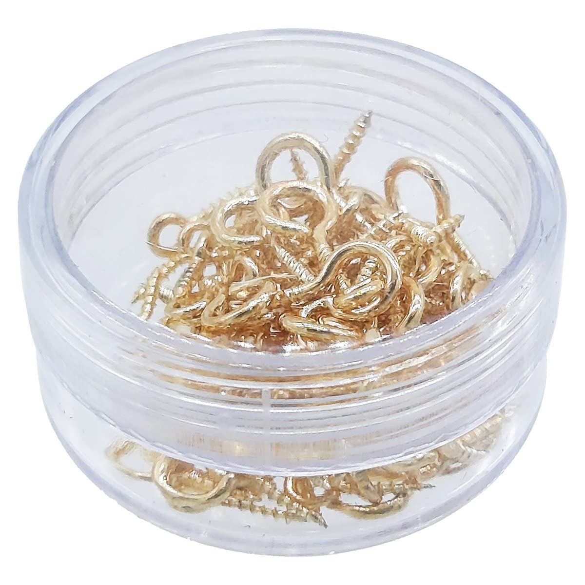 Aadya Crafts Approximately 450 Q Hooks Size:- 13mm Long 1mm Thick Metal Eye Screw Hooks Self Tapping Screws Hook Ring Gold Colour for Jewellery Making 6 Box Set